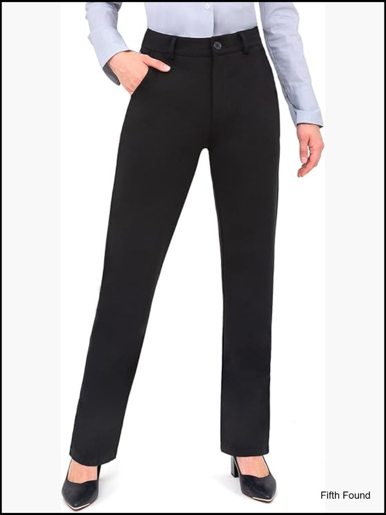 High Waisted Straight Leg Trousers Work Business Pants Tummy Control Office